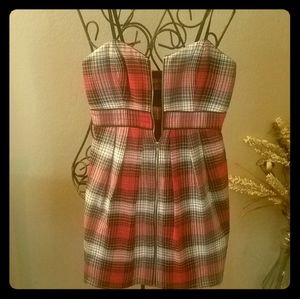 Sexy zipped up mini checkered dress